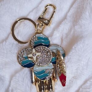 Gold and Blue Floral Key Holder